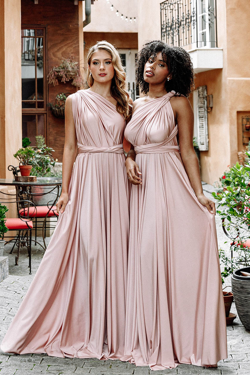 Dusty Pink Beads & Tulle V Neck Mermaid Prom Dress - Xdressy